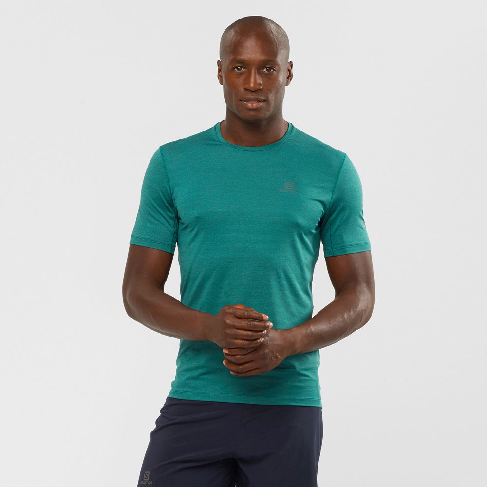 Salomon Singapore Mens T-shirts - OUTLINE Green | 51986-UMVA